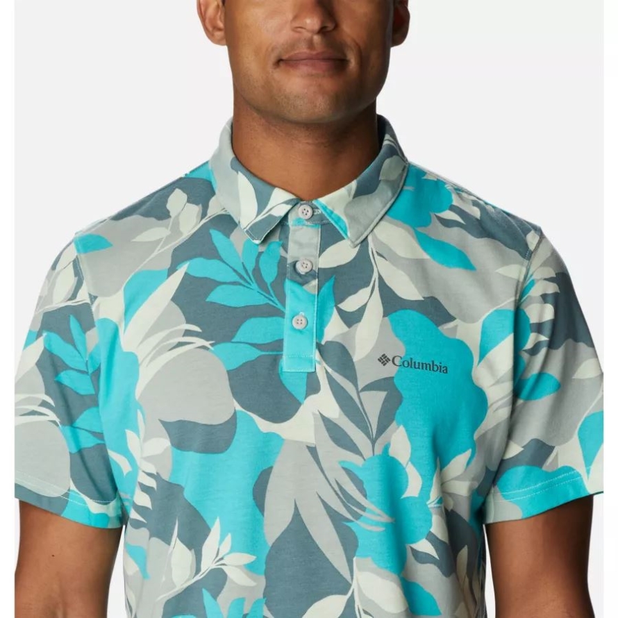 Ice Green Floriated Columbia Men's Thistletown Hills Polo