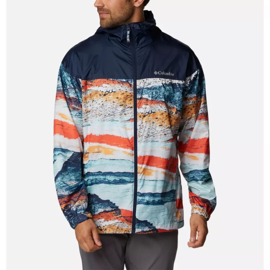 Icy Morn Hyper Nature Print Columbia Men's Flash Challenger Novelty Windbreaker Jacket
