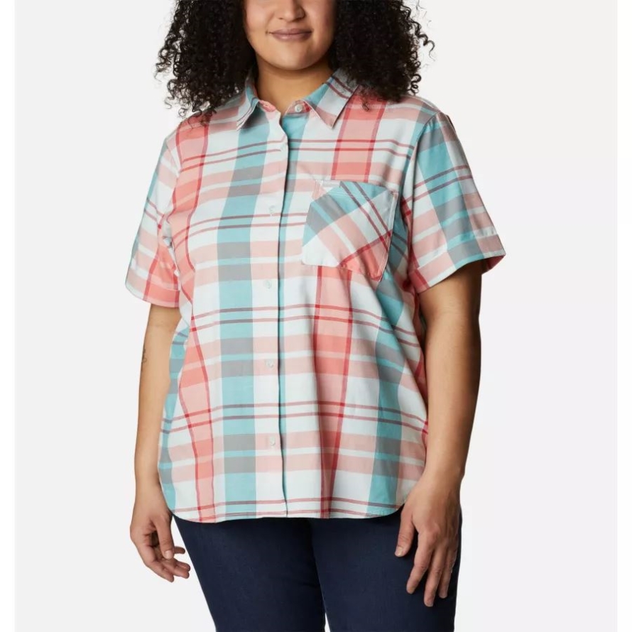Icy Morn Madras Women's Anytime Casual Stretch Short Sleeve Shirt Plus Size Columbia