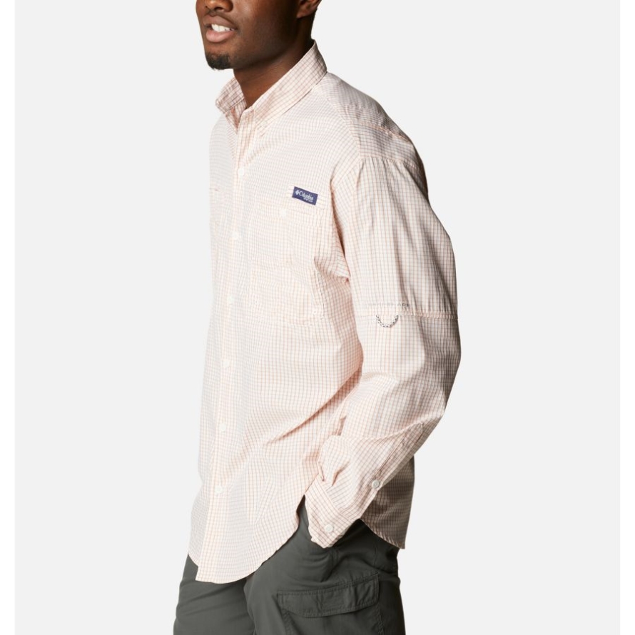 Island Orange Gingham Men's PFG Super Tamiami Long Sleeve Shirt Columbia