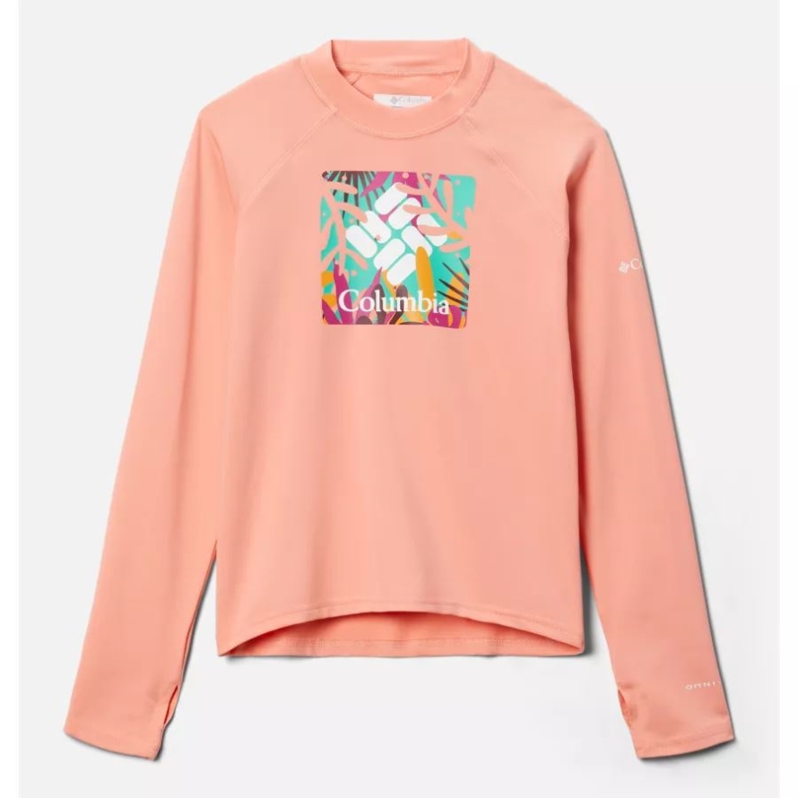 Kids' Sandy ShoresPrinted Long Sleeve Sunguard Shirt Columbia Coral Reef In The Leaves