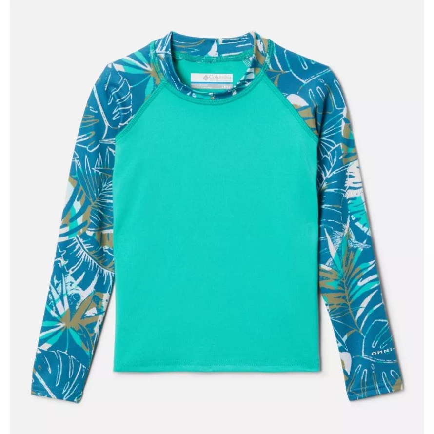 Kids' Toddler Sandy Shores Printed Long Sleeve Sunguard Shirt Electric Turquoise/Deep Marine King Pal Columbia Brand