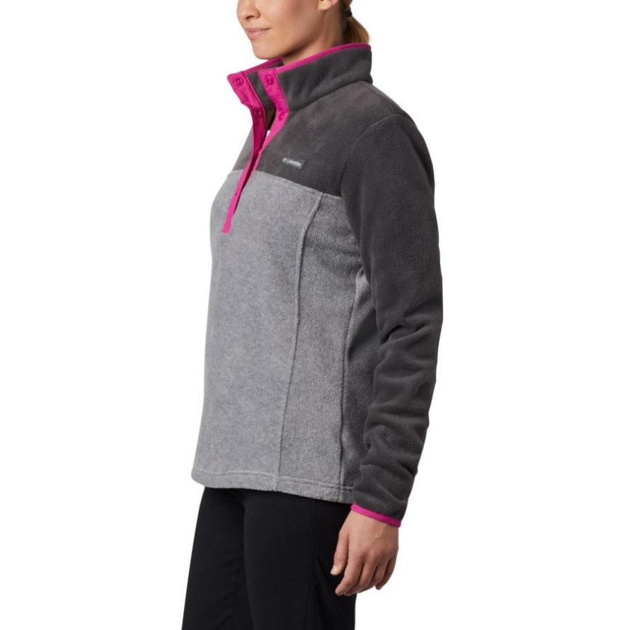 Light Grey Heather/Shark Women's Benton Springs 1/2 Snap Pullover Petite Columbia