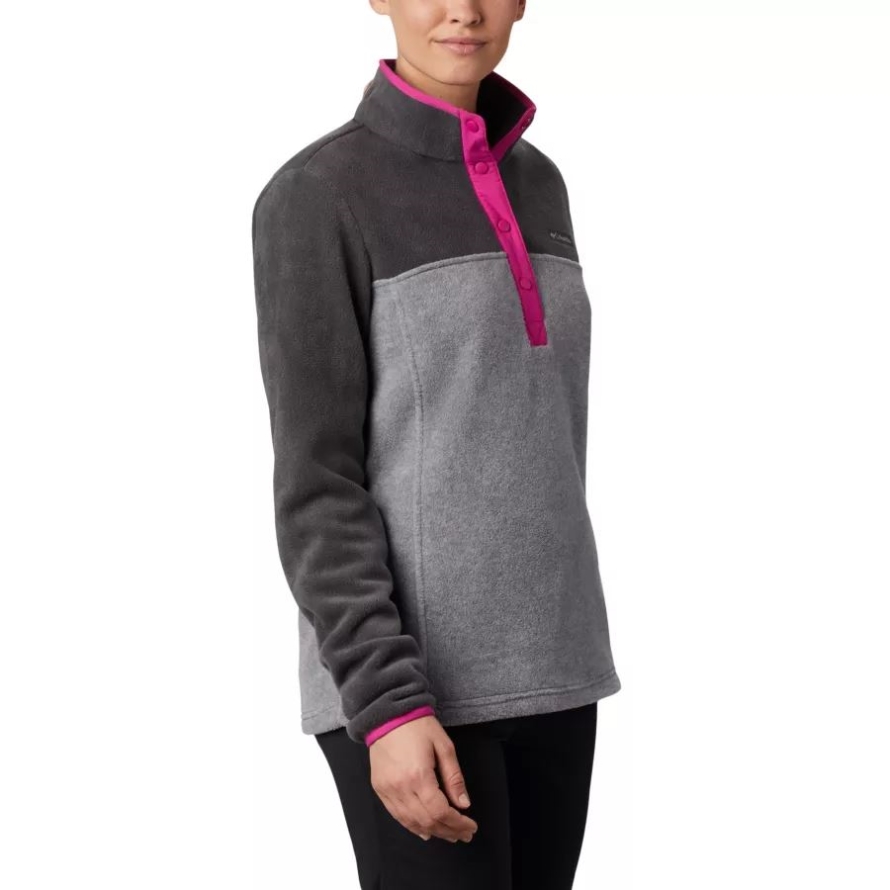 Light Grey Heather/Shark Women's Benton Springs 1/2 Snap Pullover Petite Columbia