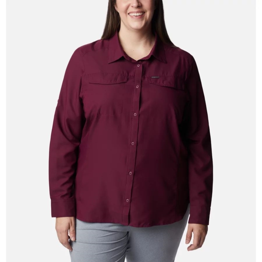 Marionberry Columbia Women's Silver Ridge Lite Long Sleeve Shirt Plus Size