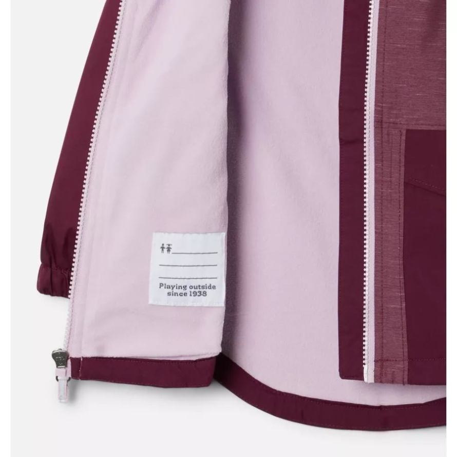 Marionberry/Marionberry Slub Columbia Girls' Toddler Rainy Trails Fleece Lined Jacket