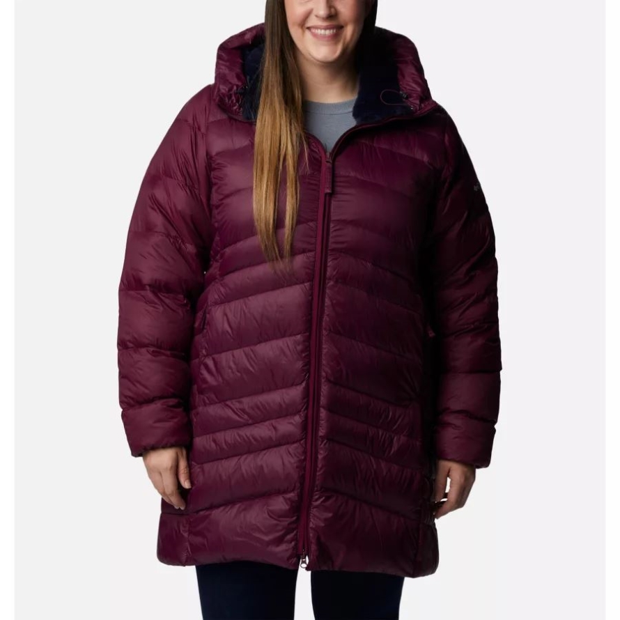 Marionberry Women's Autumn Park Down Hooded Mid Jacket Plus Size Columbia