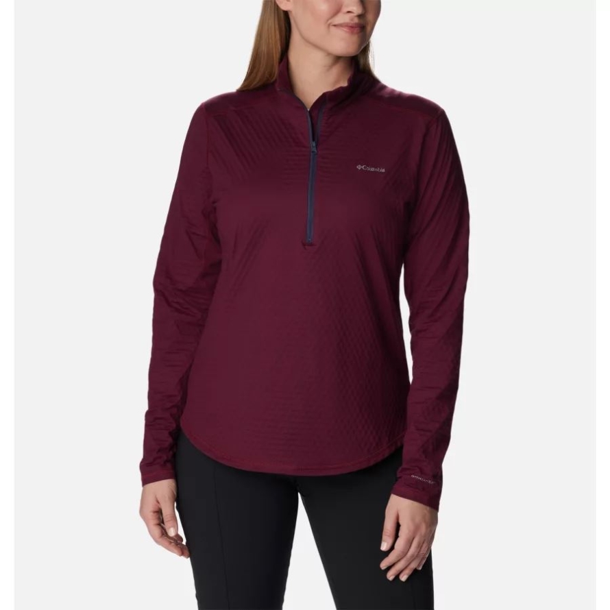 Marionberry Women's W Bliss Ascent Half Zip Long Sleeve Technical T-shirt Columbia