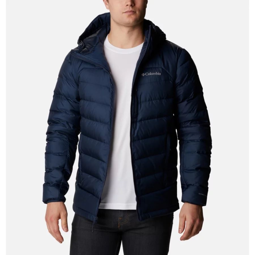 Men's Autumn Park Down Hooded Jacket Columbia Collegiate Navy