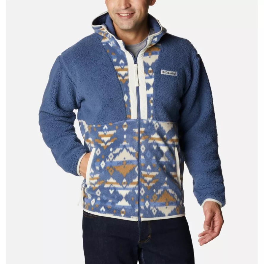 Men's Back Bowl Sherpa Full Zip Hoodie Columbia Dark Mountain/Dark Mtn Rocky Mtn Print