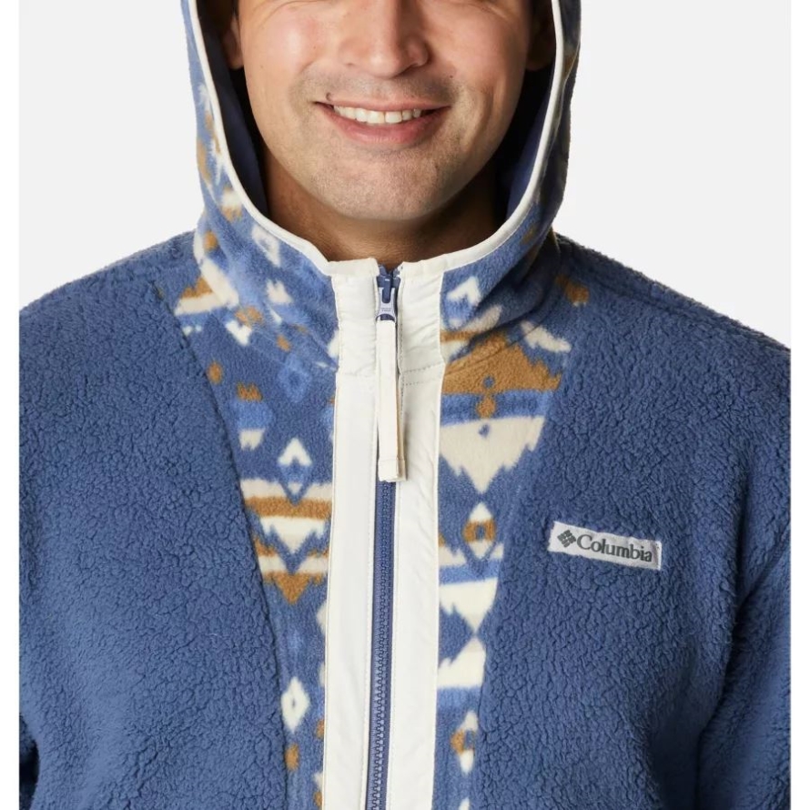 Men's Back Bowl Sherpa Full Zip Hoodie Columbia Dark Mountain/Dark Mtn Rocky Mtn Print