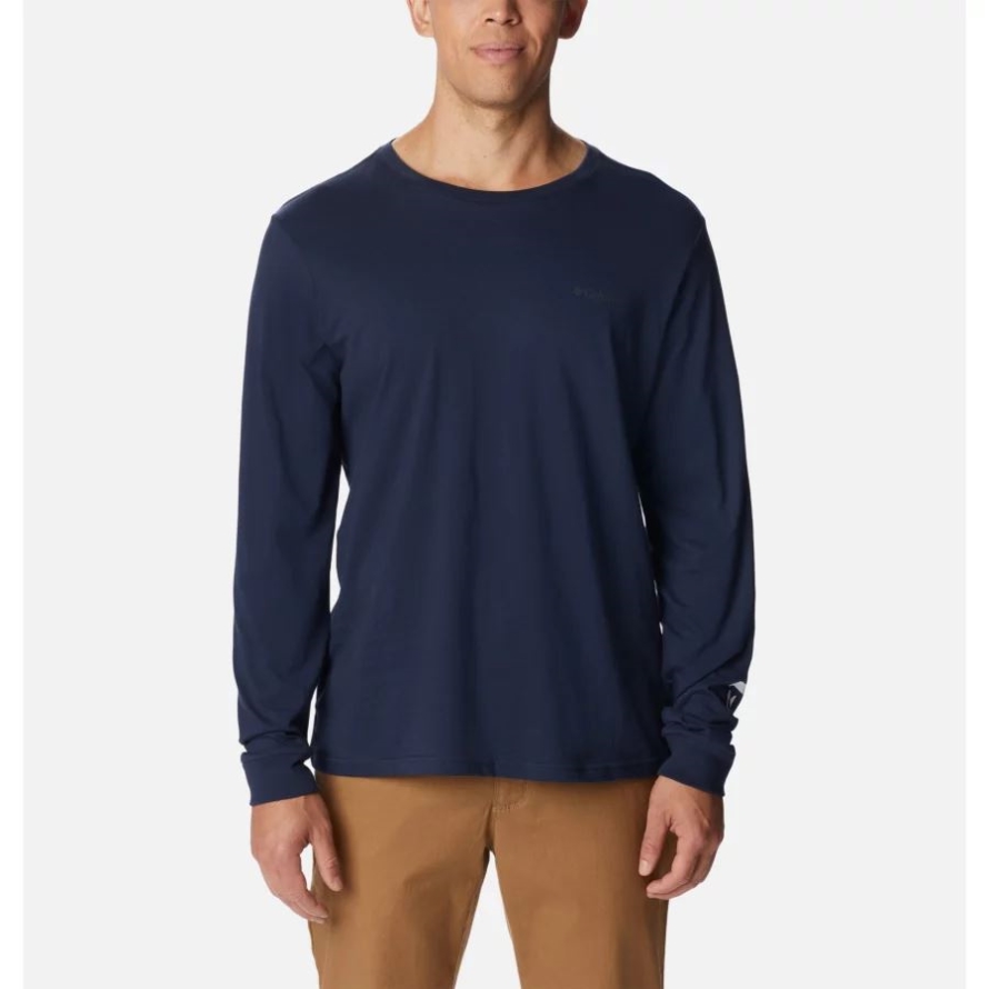 Men's CSC Basic Logo Long Sleeve T-Shirt Columbia Collegiate Navy/CSC Sleeve Logo