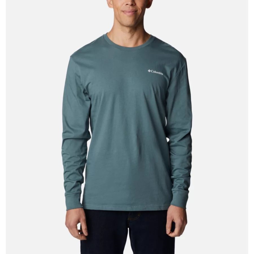 Men's Cades Cove Long Sleeve T-Shirt Columbia Metal/Outdoor Park