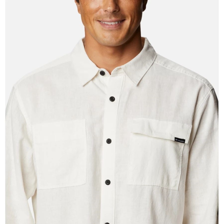 Men's Clarkwall Hemp Chambray Long Sleeve Shirt White Columbia