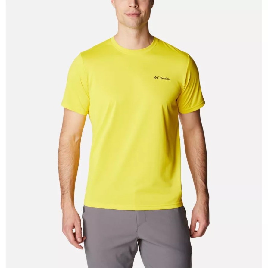 Men's Columbia Hike Crew Short Sleeve Shirt Columbia Laser Lemon