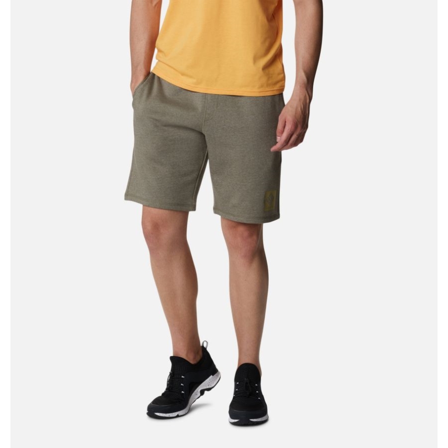 Men's Columbia Logo Fleece Shorts Stone Green Heather Columbia