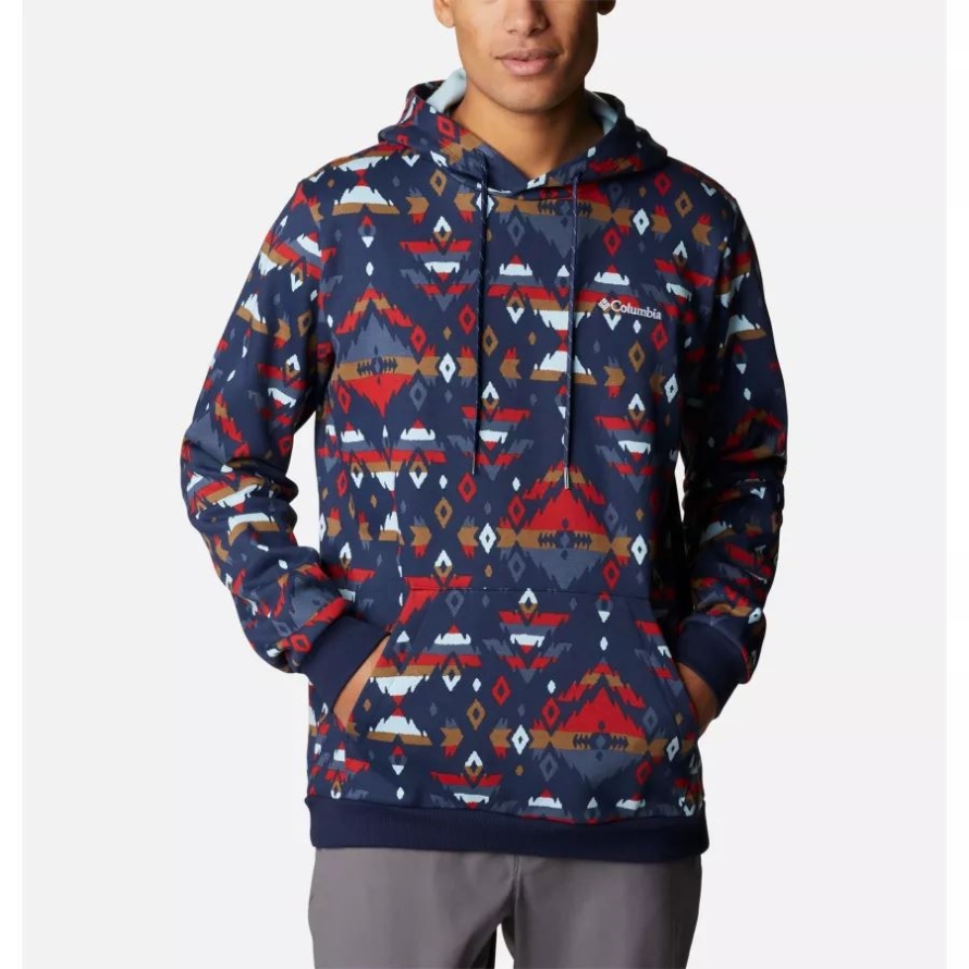 Men's Columbia Logo Printed Hoodie Columbia Collegiate Navy Rocky Mountain Print