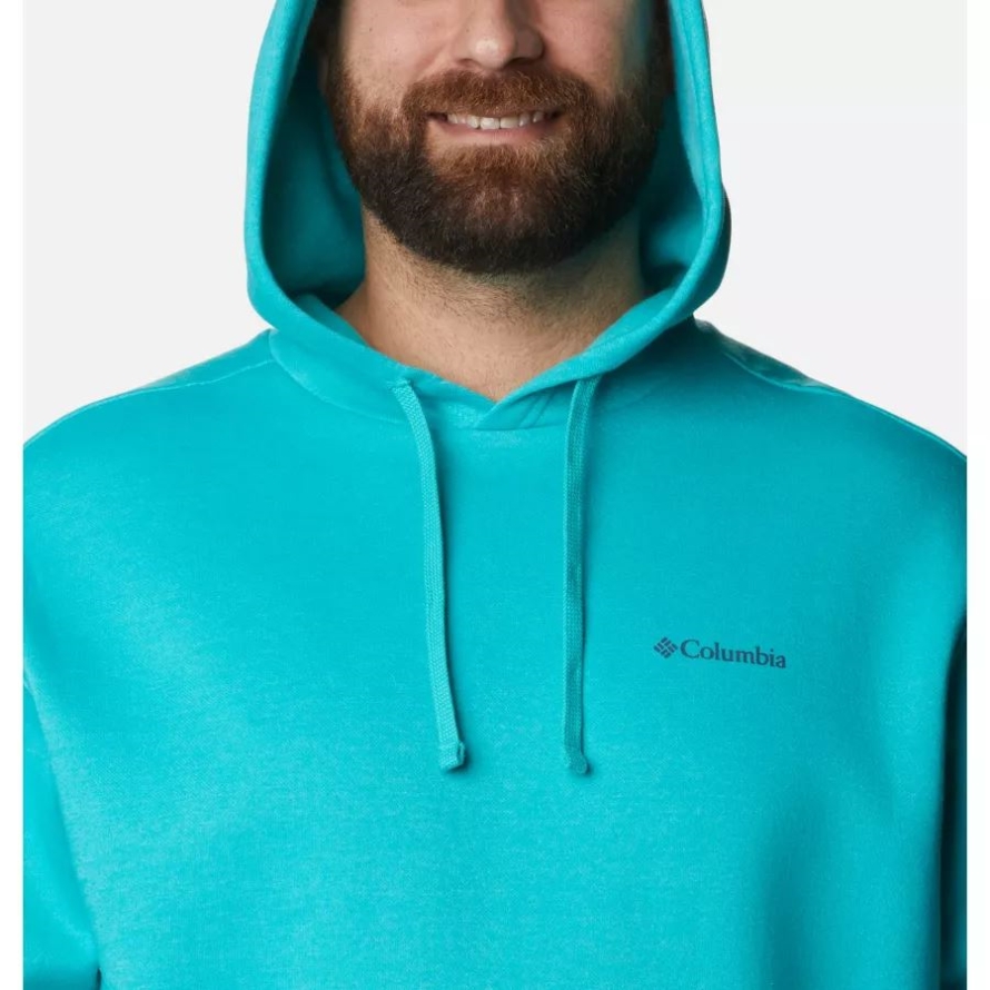 Men's Columbia Trek Hoodie Big Columbia Bright Aqua Heather/CSC Sleeve Logo