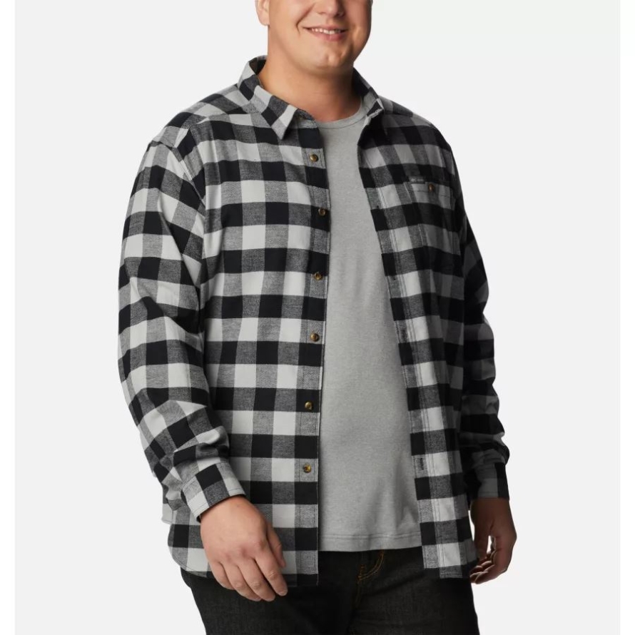 Men's Cornell Woods Flannel Long Sleeve Shirt Big Columbia Columbia Grey Buffalo Check
