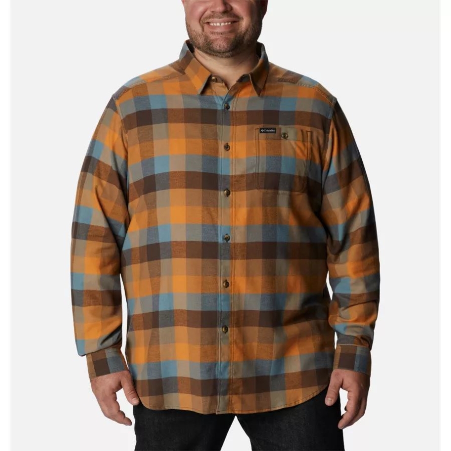 Men's Cornell Woods Flannel Long Sleeve Shirt Big Delta Buffalo Check Columbia