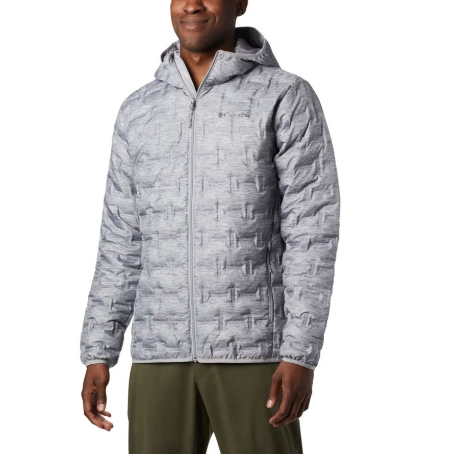Men's Delta Ridge Down Hooded Jacket Columbia Columbia Grey Heather
