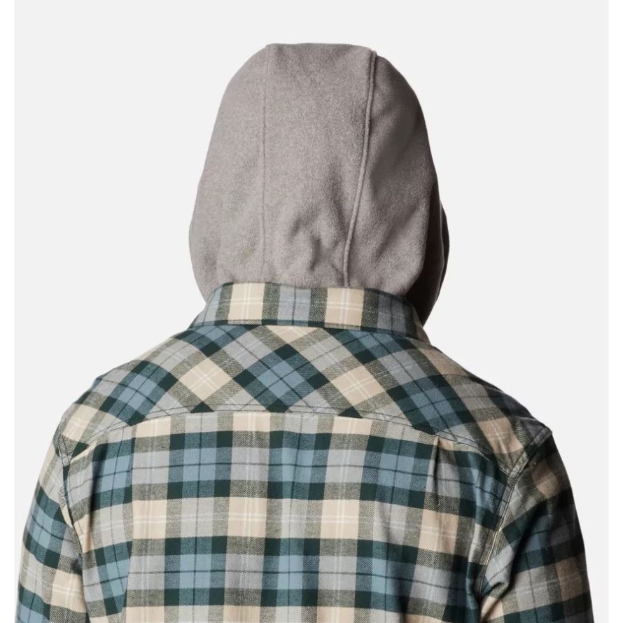 Men's Flare Gun Stretch Flannel Hoodie Columbia Spruce Balanced Tartan