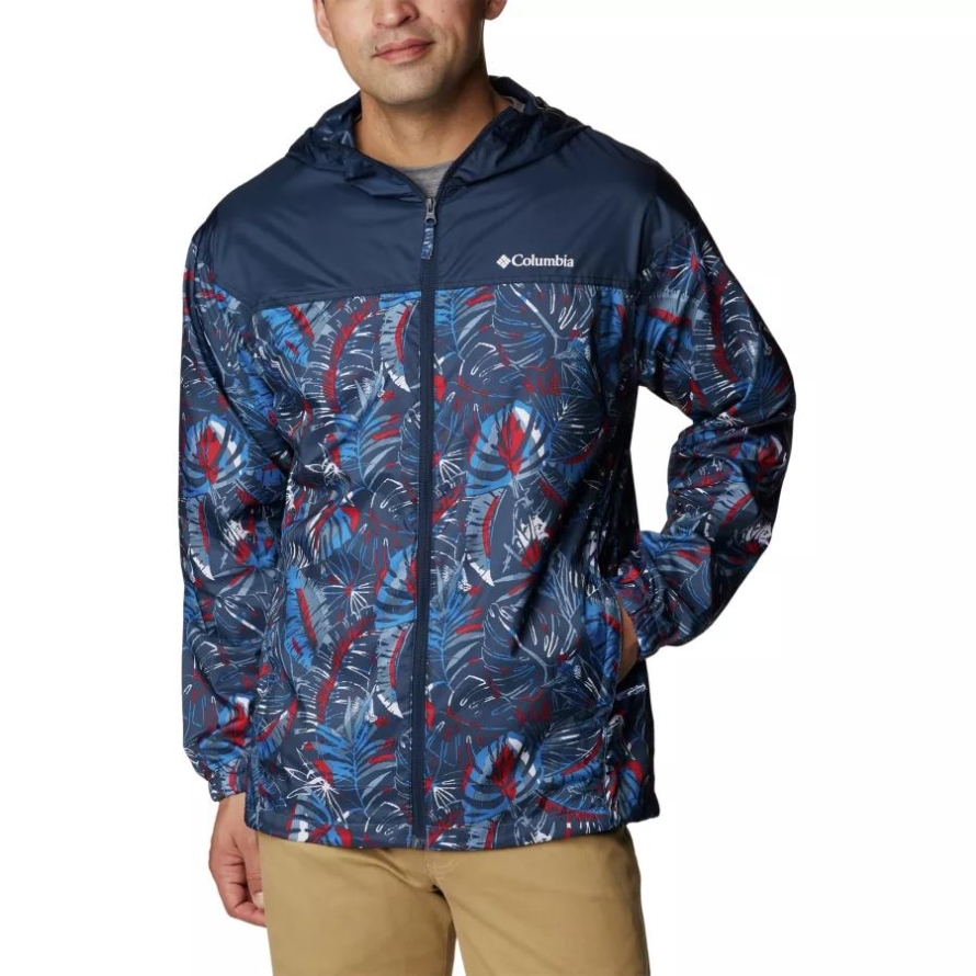 Men's Flash Challenger Windbreaker Novelty Bright Indigo King Palms Multi Print Columbia