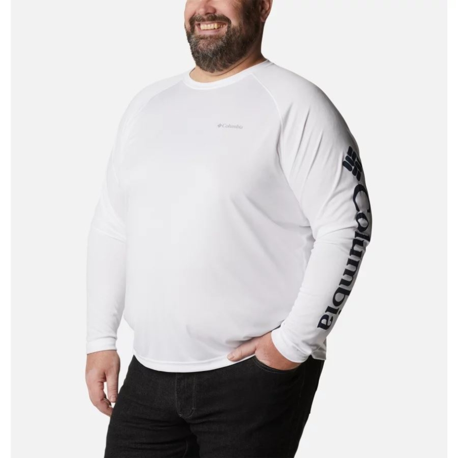Men's Fork Stream Long Sleeve Shirt Big White/Collegiate Navy Logo Columbia