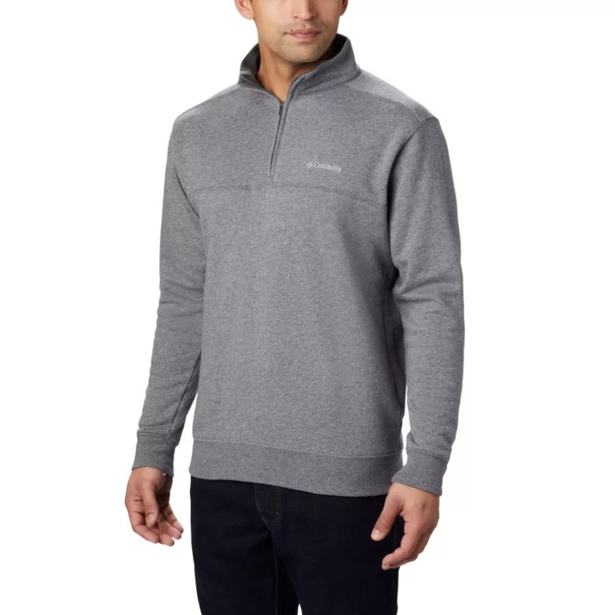 Men's Hart Mountain II Half Zip Sweatshirt Tall Charcoal Heather Columbia