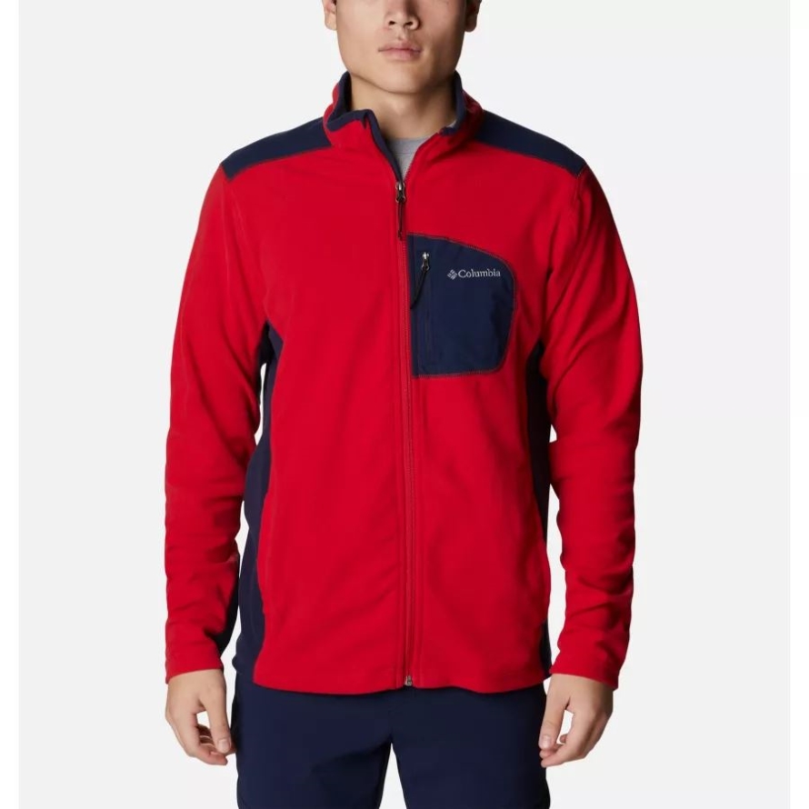 Men's Klamath Range Full Zip Fleece Jacket Columbia Mountain Red/Collegiate Navy