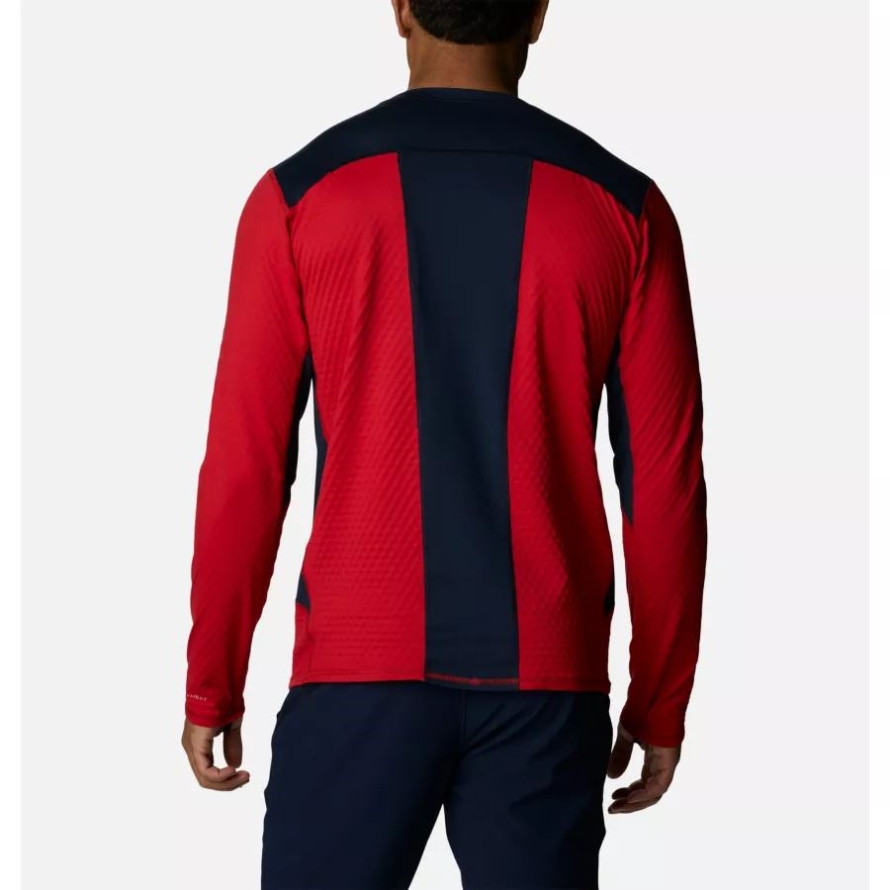 Men's M Bliss Ascent Long Sleeve Technical T-Shirt Columbia Mountain Red/Collegiate Navy