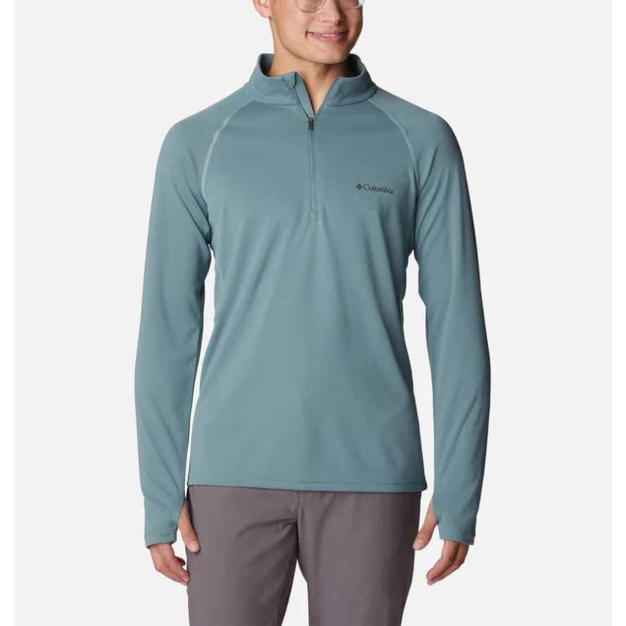 Men's Narrows Pointe Half Zip Shirt Columbia Metal/Niagara