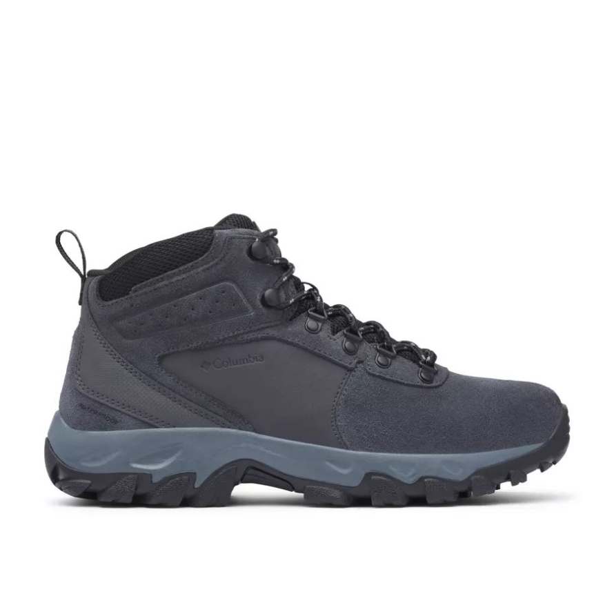 Men's Newton Ridge Plus II Suede Waterproof Hiking Boot Wide Shark/Black Columbia