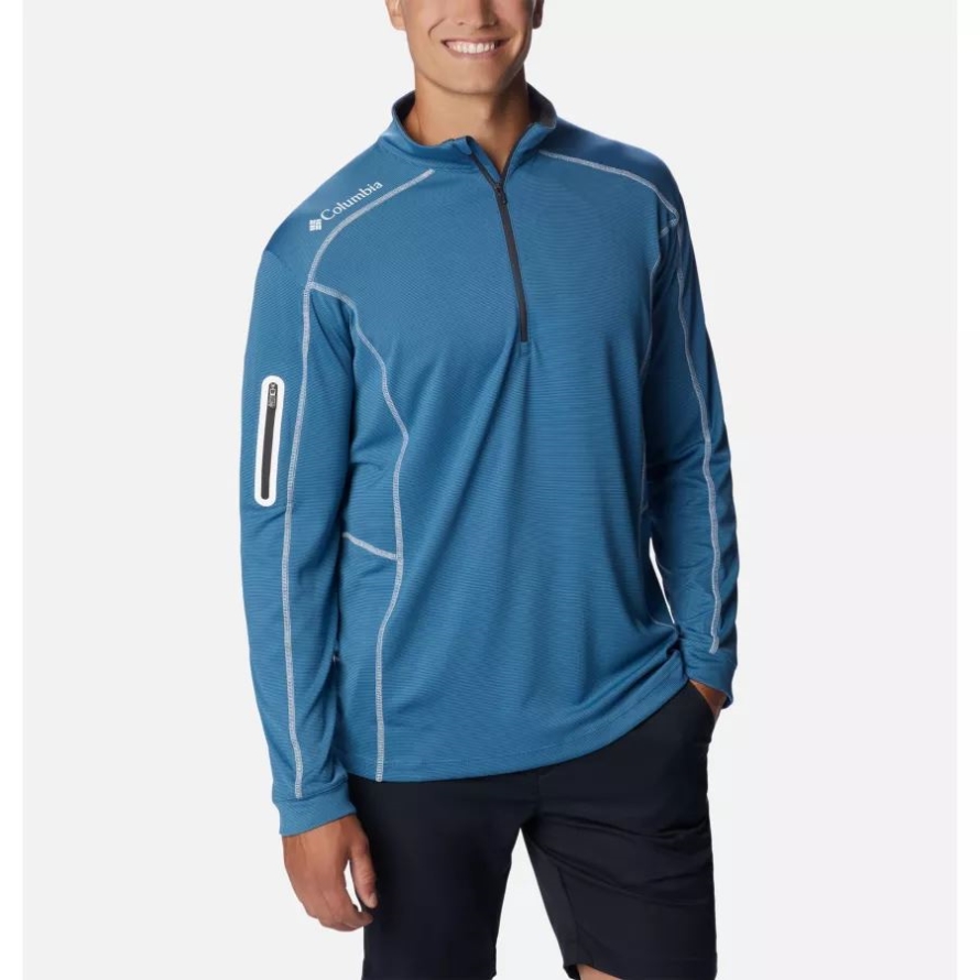 Men's Omni-Wick Shotgun Half Zip Pullover Columbia Mineral Blue
