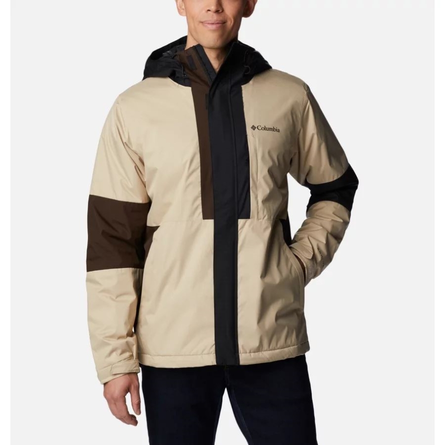 Men's Oso MountainHooded Insulated Walking Jacket Ancient Fossil/Black/Cordovan Columbia