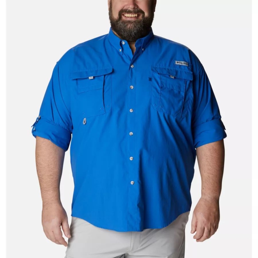 Men's PFG Bahama II Long Sleeve Shirt Big Columbia Vivid Blue