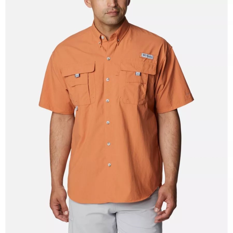 Men's PFG Bahama II Short Sleeve Shirt Columbia Island Orange