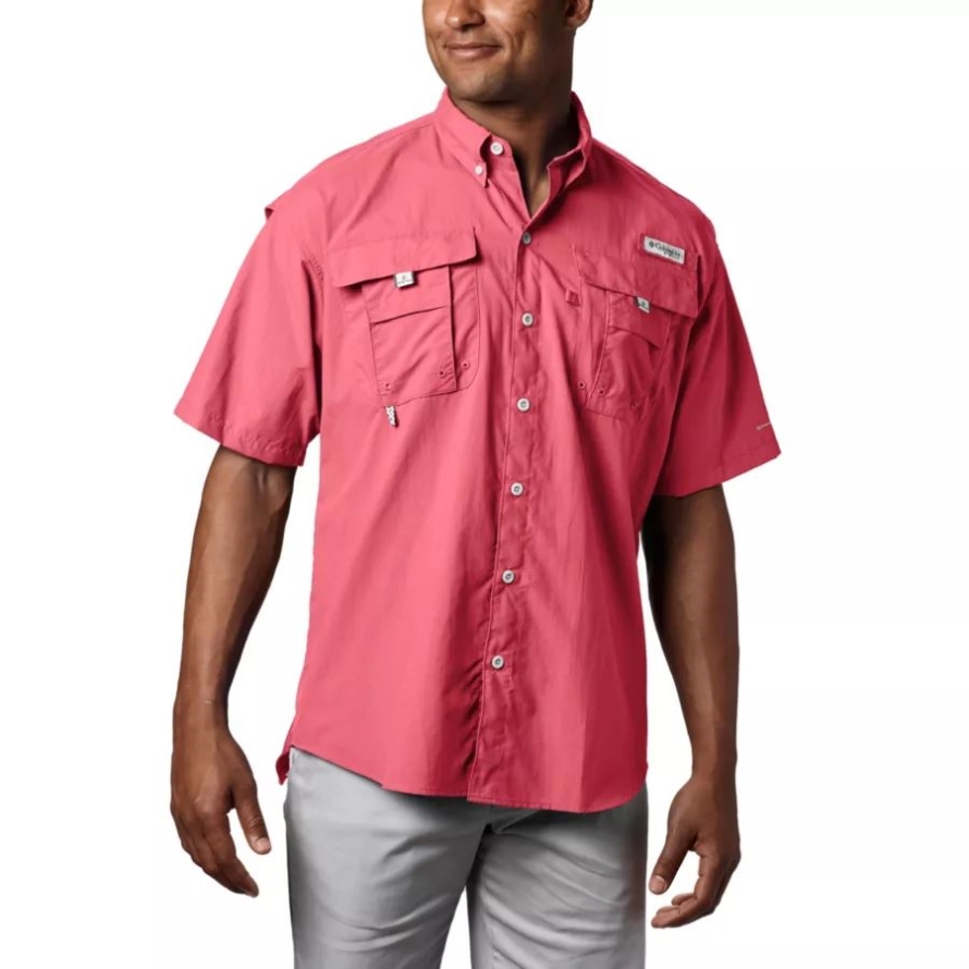 Men's PFG Bahama II Short Sleeve Shirt Columbia Sunset Red