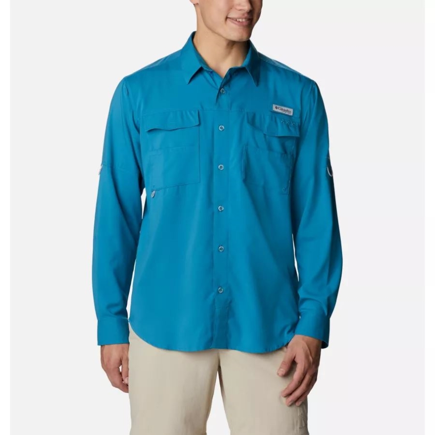 Men's PFG Blood and Guts IV Woven Long Sleeve Shirt Columbia Deep Marine