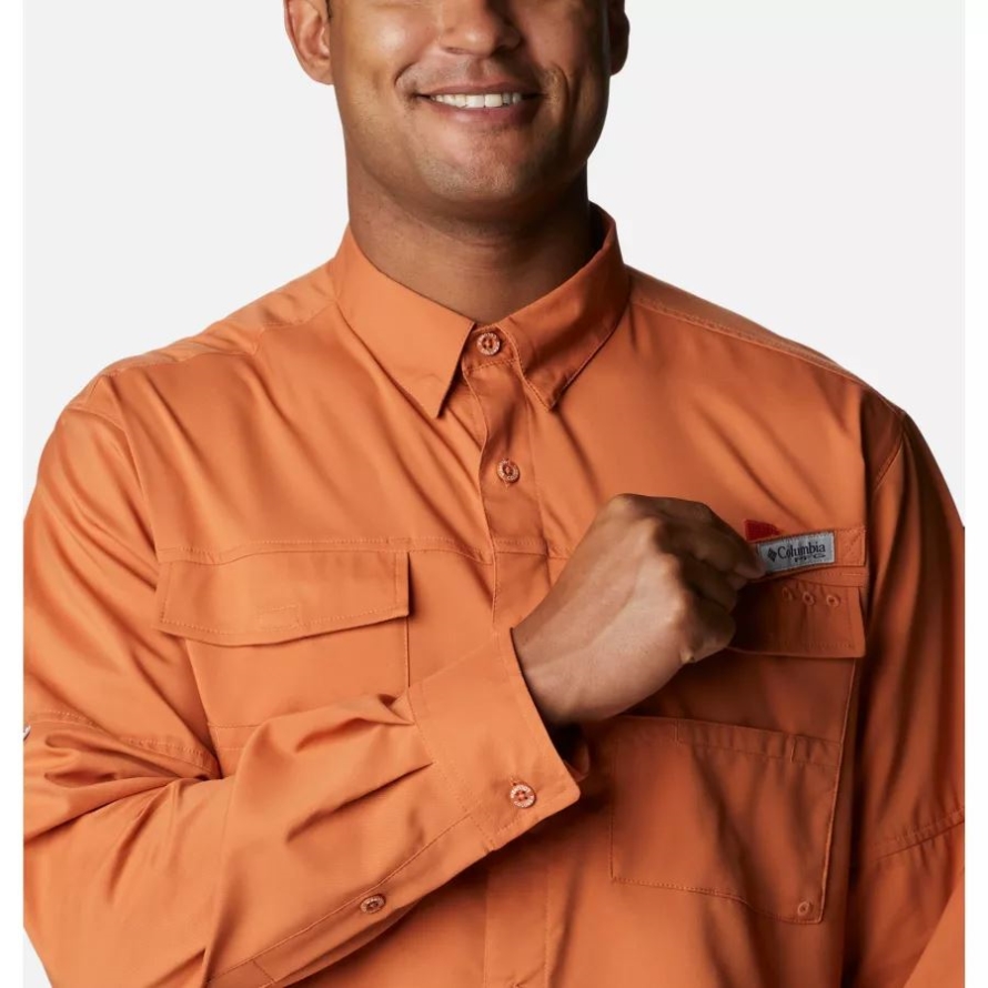Men's PFG Blood and Guts IV Woven Long Sleeve Shirt Island Orange Columbia