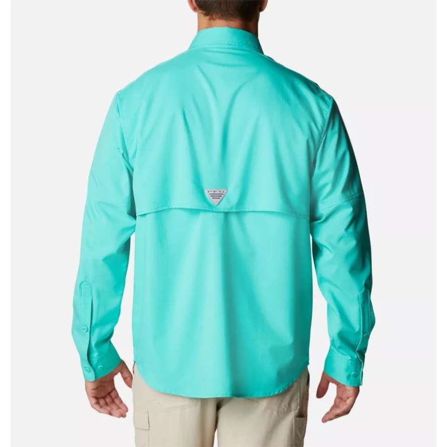 Men's PFG Blood and Guts Zero Woven Long Sleeve Shirt Electric Turquoise Columbia