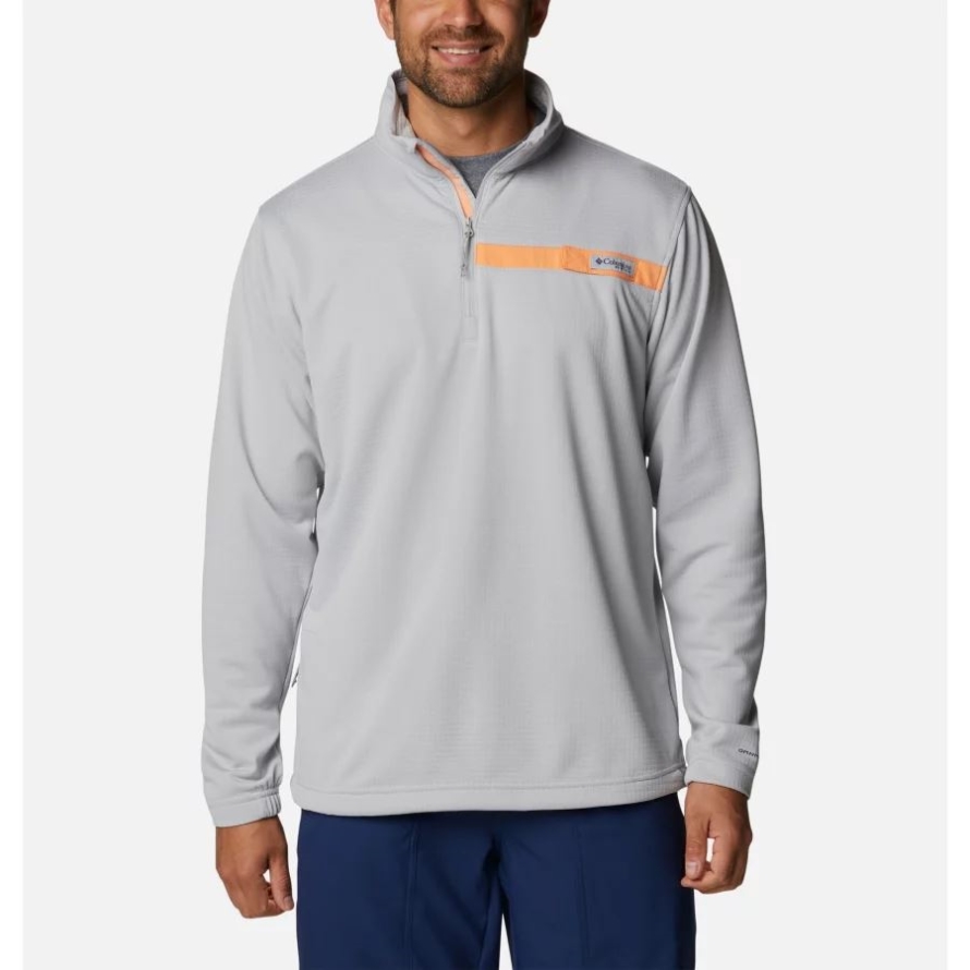 Men's PFG Skiff Guide Fleece Cool Grey/Bright Nectar Columbia