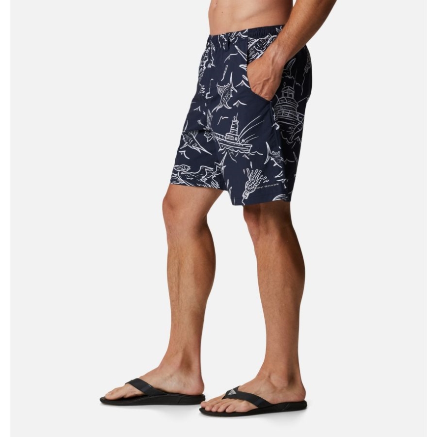 Men's PFG Super Backcast Water Shorts Collegiate Navy Mighty Marlins Print Columbia