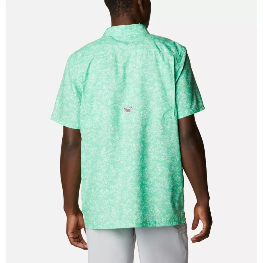 Men's PFG Super Slack Tide Camp Shirt Light Jade Merry Mahi Print Columbia