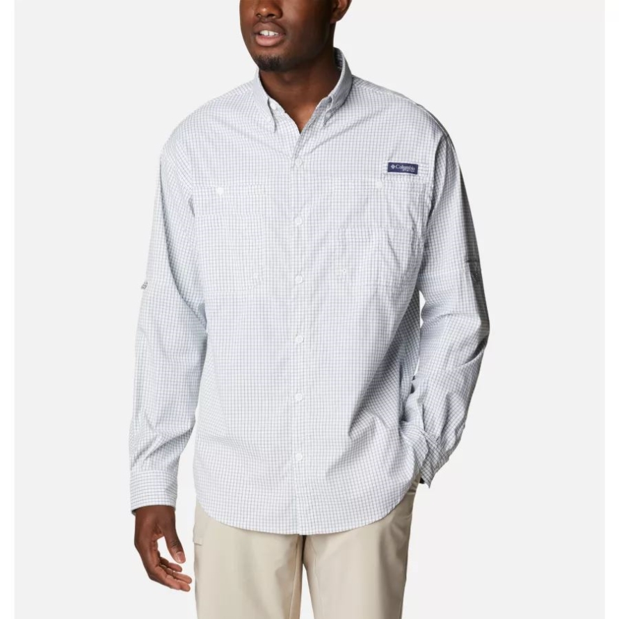 Men's PFG Super Tamiami Long Sleeve Shirt Columbia Metal Gingham