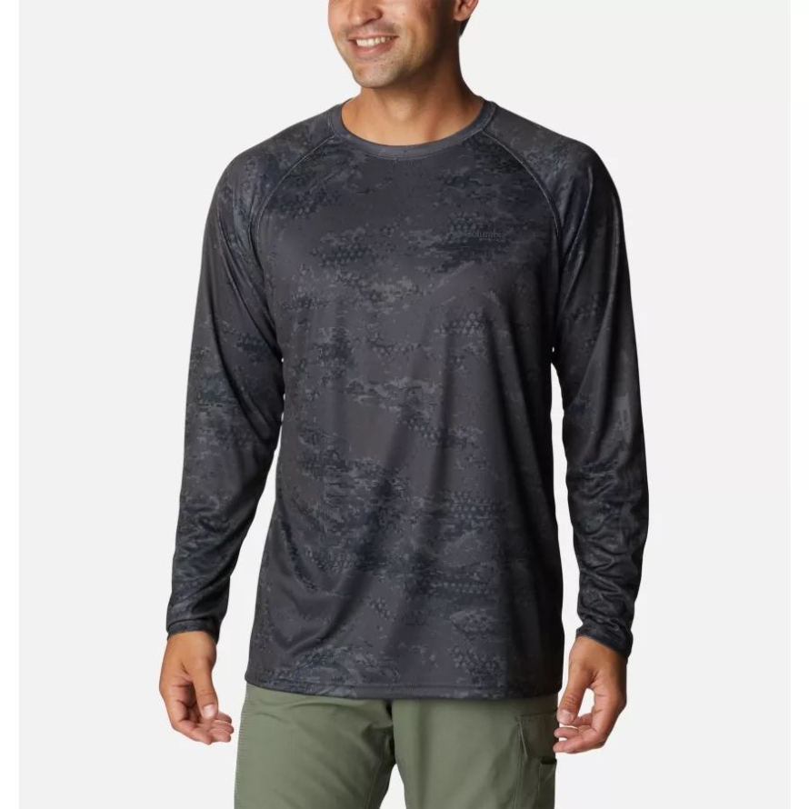 Men's PFG Super Terminal Tackle Long Sleeve Shirt Columbia Black PFG Camo