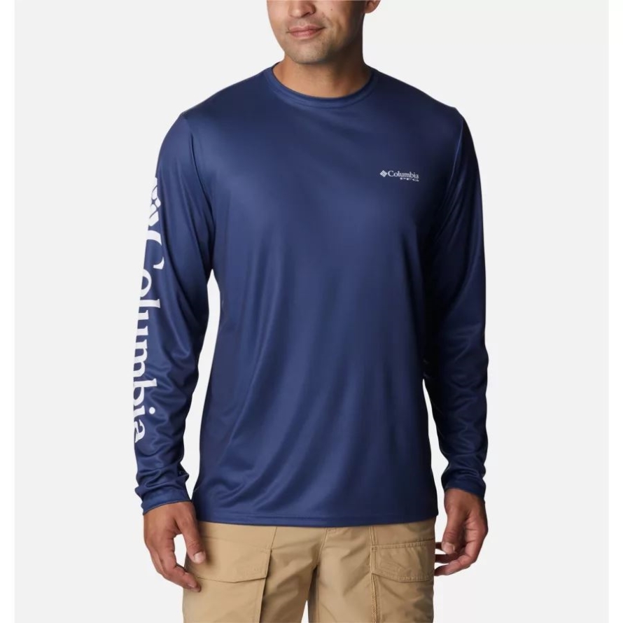 Men's PFG Terminal Tackle Carey Chen Long Sleeve Shirt Carbon/Bass Columbia