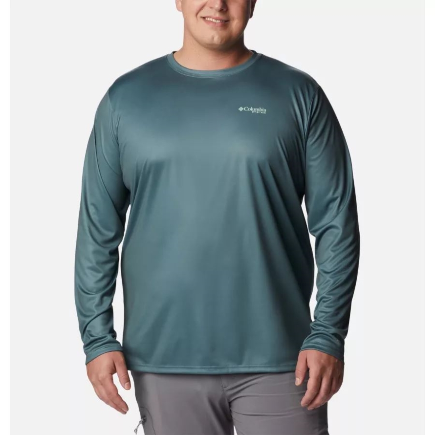 Men's PFG Terminal Tackle Fish Flag Long Sleeve Shirt Big Metal/Key West Bass Lures Columbia