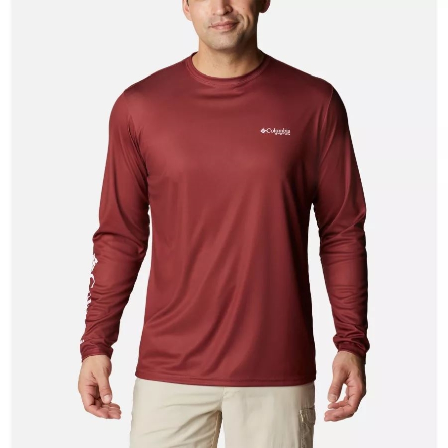 Men's PFG Terminal Tackle Statetriot Long Sleeve Shirt Columbia Red Jasper/Alabama