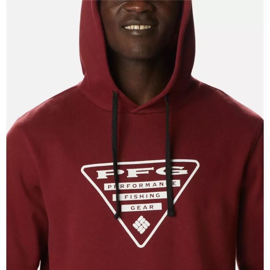 Men's PFG Triangle II Hoodie Red Jasper/White Columbia